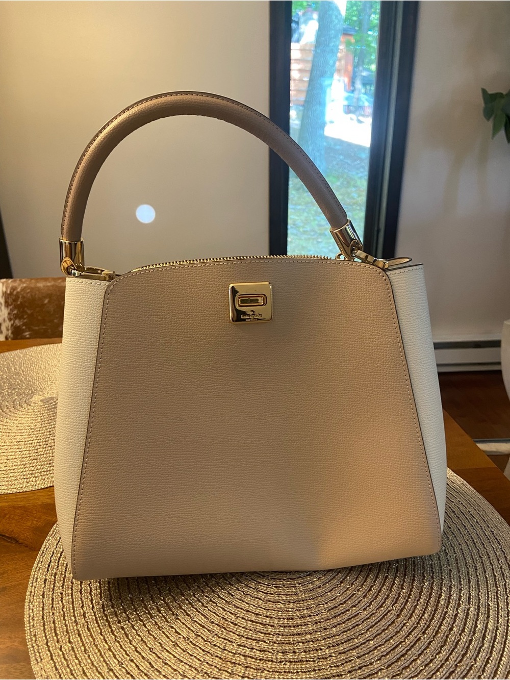 Kate Spade beige white handbag purse